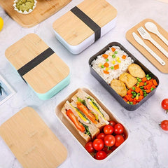 Japanese Style Lunch Box Bamboo Lid Bento Box Leakproof Food Container
