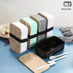 Japanese Style Lunch Box Bamboo Lid Bento Box Leakproof Food Container