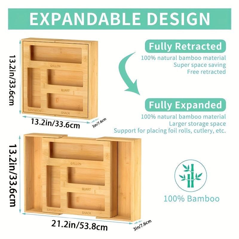 Bamboo & Plastic Snack Storage Bag Zippered Organizer for Sandwiches
