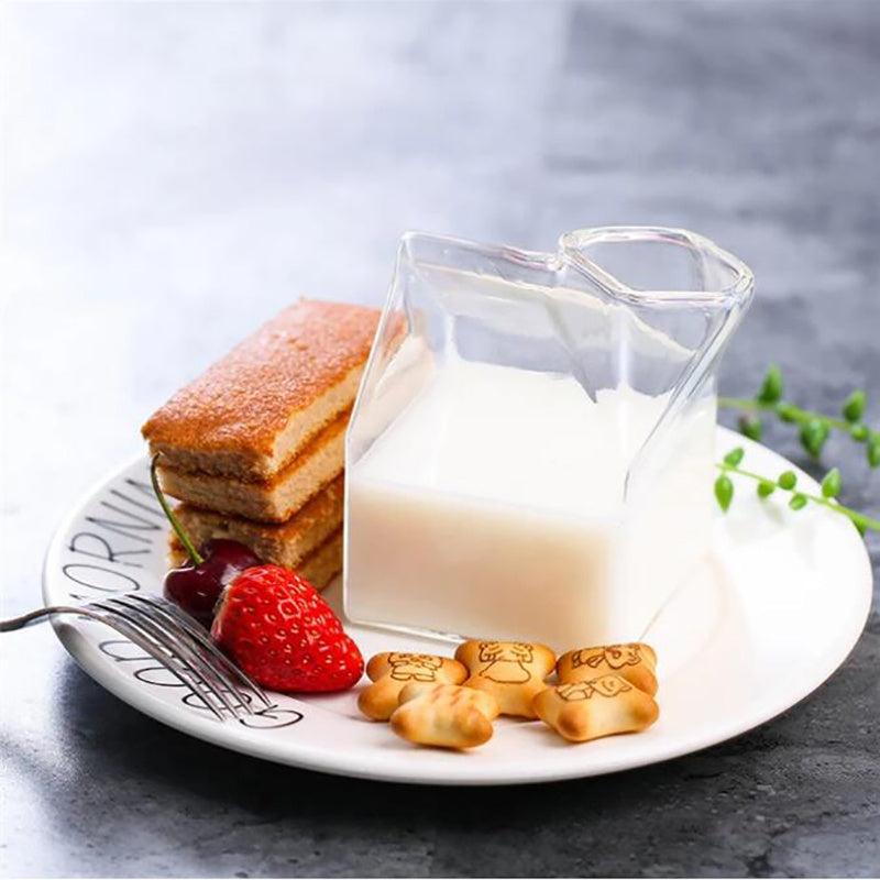 Glass Milk Carton 300ML Half Pint Milk Carton Creative Mini Creamer Jug