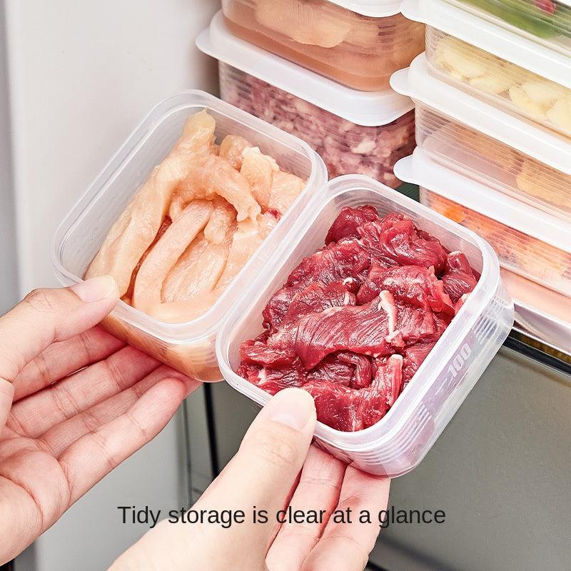 4pcs Food Storage Container With Lid Refrigerator Meat Shredded Freezer Box