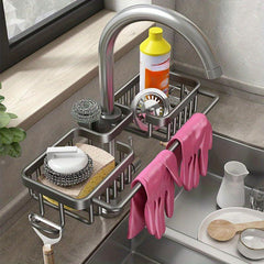 Stainless Steel Sink Caddy with Towel Rod