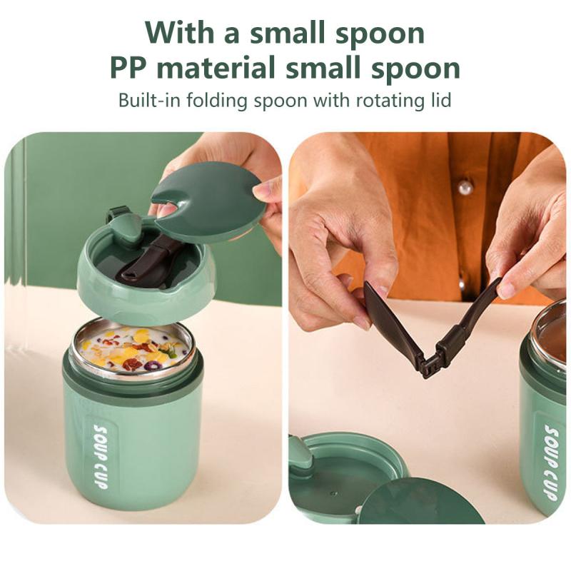 23oz Stainless Steel Vacuum Insulated Lunch Flask Leak Proof Portable with Spoon
