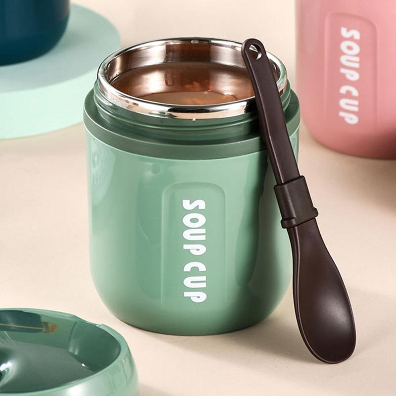 23oz Stainless Steel Vacuum Insulated Lunch Flask Leak Proof Portable with Spoon