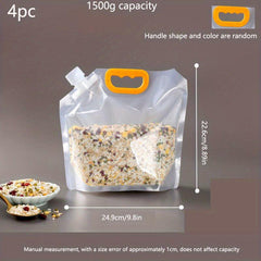 4pcs Transparent Cereal Food Storage Bags Leak-proof