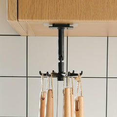 Kitchen 360 Rotating Wall Shelf Pot Chopping Board Hook Rack Self Adhesive