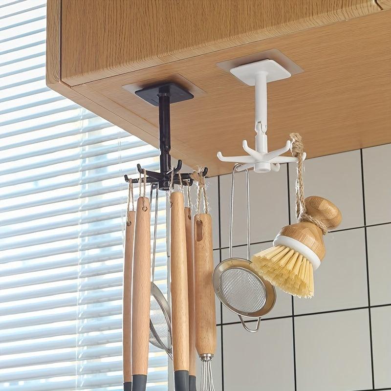 Kitchen 360 Rotating Wall Shelf Pot Chopping Board Hook Rack Self Adhesive