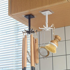 Kitchen 360 Rotating Wall Shelf Pot Chopping Board Hook Rack Self Adhesive