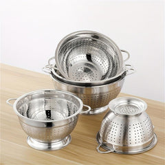 3pcs Stainless Steel Drain Basket with Double Handle Colander