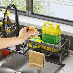 Stainless Steel Kitchen Sink Drain Basket with Soap Sponge Holder