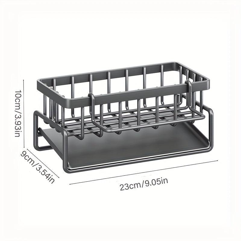Stainless Steel Kitchen Sink Drain Basket with Soap Sponge Holder