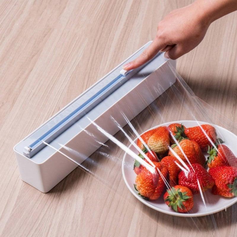 Cling Film Cutter Dispenser Reusable Food Wrap Cutter Plastic Wrap Dispenser