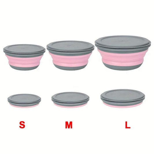 3pcs Folding Bowls Lunch Box Dormitory Noodles Bento Leakproof Container
