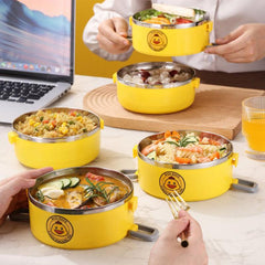 Yellow Duck Pattern Stainless Steel Lunch Box 2 3 Layer Insulated Bento Box