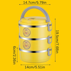 Yellow Duck Pattern Stainless Steel Lunch Box 2 3 Layer Insulated Bento Box