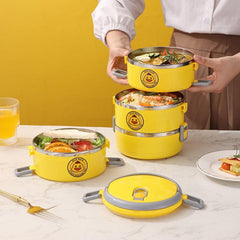 Yellow Duck Pattern Stainless Steel Lunch Box 2 3 Layer Insulated Bento Box