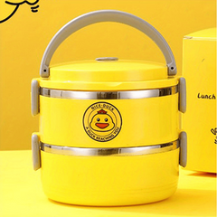 Yellow Duck Pattern Stainless Steel Lunch Box 2 3 Layer Insulated Bento Box