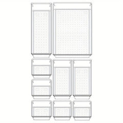 18pcs Clear Plastic Flatware and Utensils Storage Tray Set