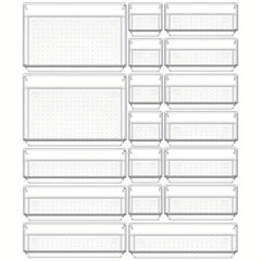 18pcs Clear Plastic Flatware and Utensils Storage Tray Set