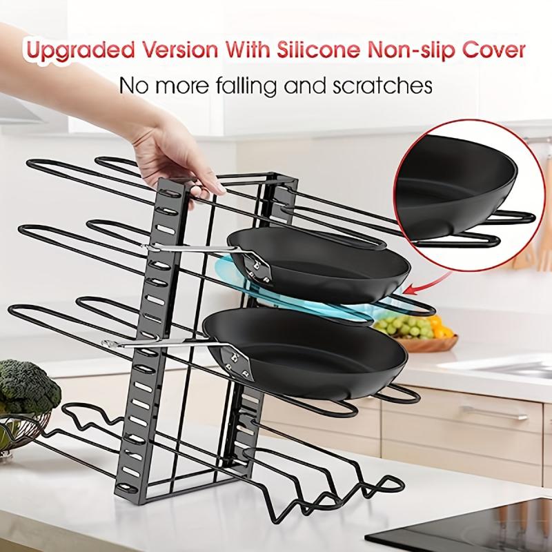 Adjustable Pot Lid Holders And Pan Rack Lid Organizer