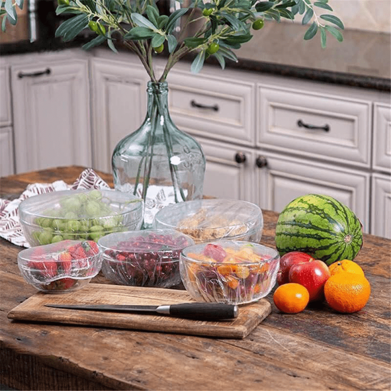 100 Reusable Plastic Bag Food Cover Elastic Stretch Bowl Cover
