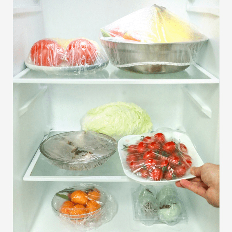 100 Reusable Plastic Bag Food Cover Elastic Stretch Bowl Cover