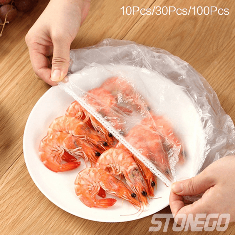 100 Reusable Plastic Bag Food Cover Elastic Stretch Bowl Cover