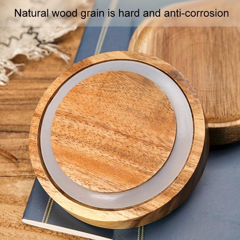 Glass Storage Jar With Airtight Wooden Lid For Food