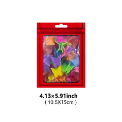 100pcs Matte Red Mylar Bags with Window for Halloween Treats