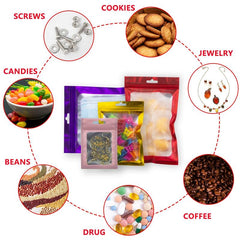 100pcs Matte Red Mylar Bags with Window for Halloween Treats