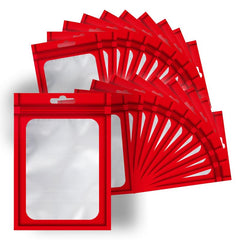 100pcs Matte Red Mylar Bags with Window for Halloween Treats
