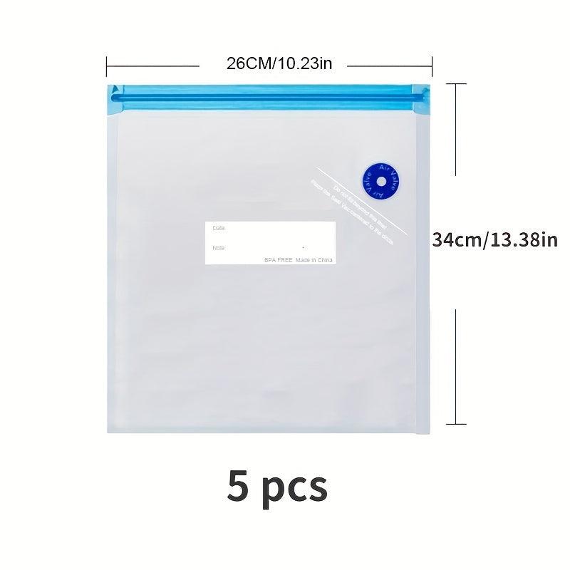 5pcs Reusable Vacuum Sealer Bags Food Storage Household Kitchen Accessories