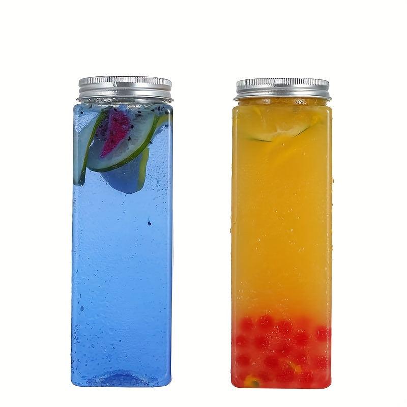 300ml 500ml Square PET Bottle with Aluminum Lid for Bubble Tea