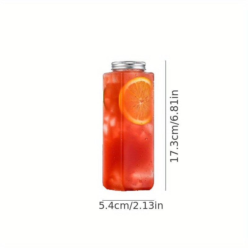 300ml 500ml Square PET Bottle with Aluminum Lid for Bubble Tea