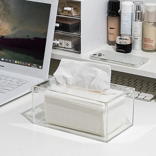 Transparent Tissue Box Paper Dispenser for Kitchen Living Room Desktop