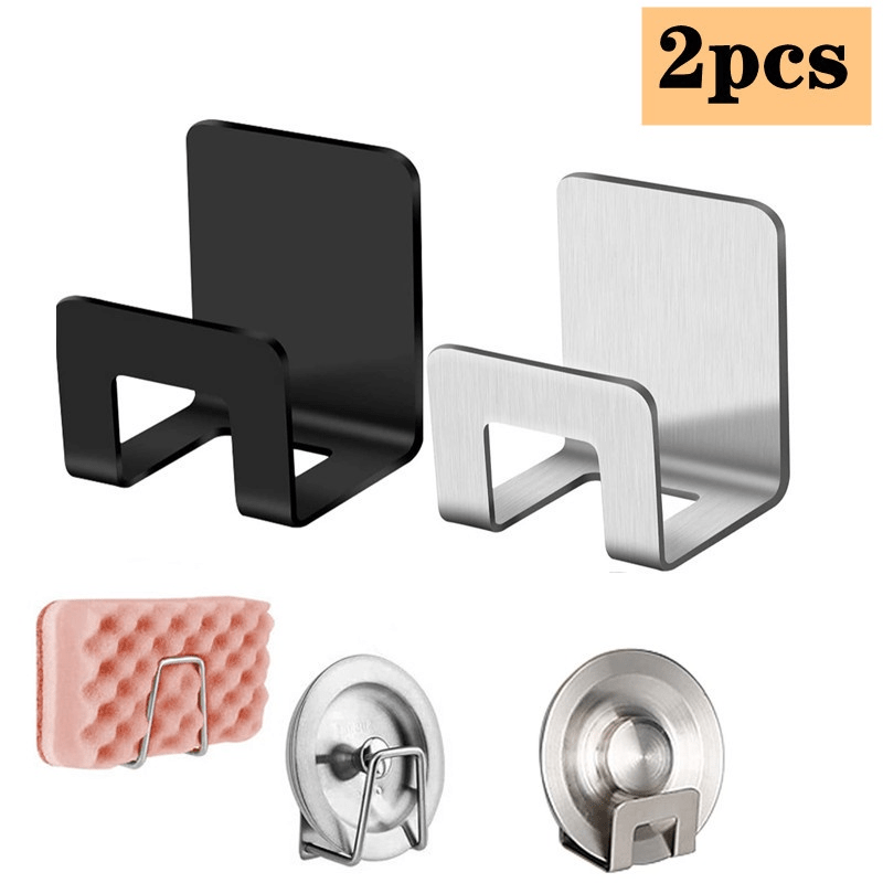 2pcs Stainless Steel Sponges Racks Self Adhesive Sink Sponges Drain Drying Rack