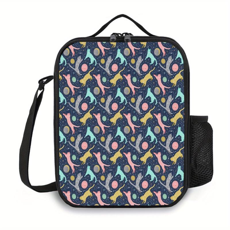 3D Space Cat Lunch Bag Tote Waterproof Insulated Organizer Cooler Bag