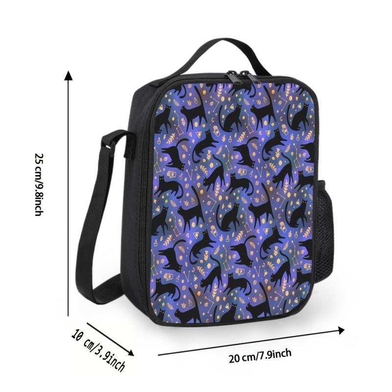 3D Space Cat Lunch Bag Tote Waterproof Insulated Organizer Cooler Bag