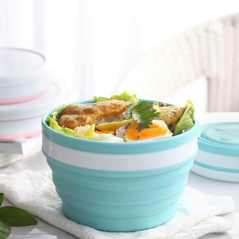 Silicone Folding Bowl 950ml with Lids for Travel Camping, Durable