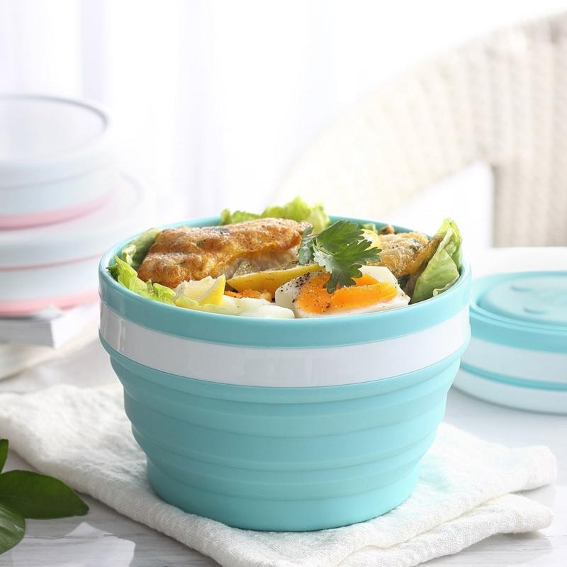 Silicone Folding Bowl 950ml with Lids for Travel Camping, Durable
