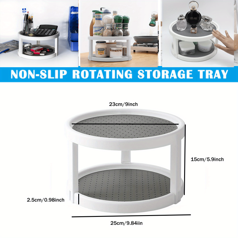 2 Tier Lazy Susan Spice Organizer Rotating Tableware Seasoning Bottle Turntable