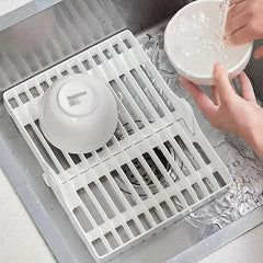 Kitchen Foldable Dish Storage & Draining Rack Large Capacity Tableware Holder