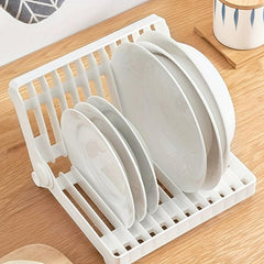 Kitchen Foldable Dish Storage & Draining Rack Large Capacity Tableware Holder