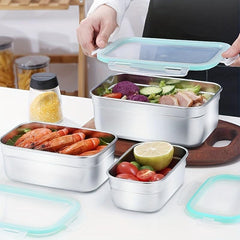 Stainless Steel Bento Box with Lid Sealed Leak-proof Food Storage Box