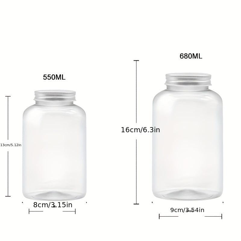 6pcs Transparent PET Food Jar with 24 Labels, Portable Candy Jar