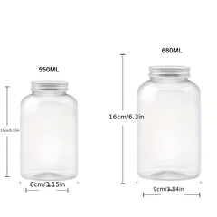 6pcs Transparent PET Food Jar with 24 Labels, Portable Candy Jar