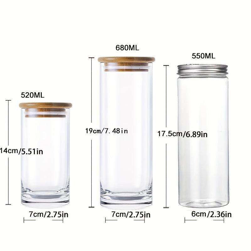 6pcs Transparent PET Food Jar with 24 Labels, Portable Candy Jar