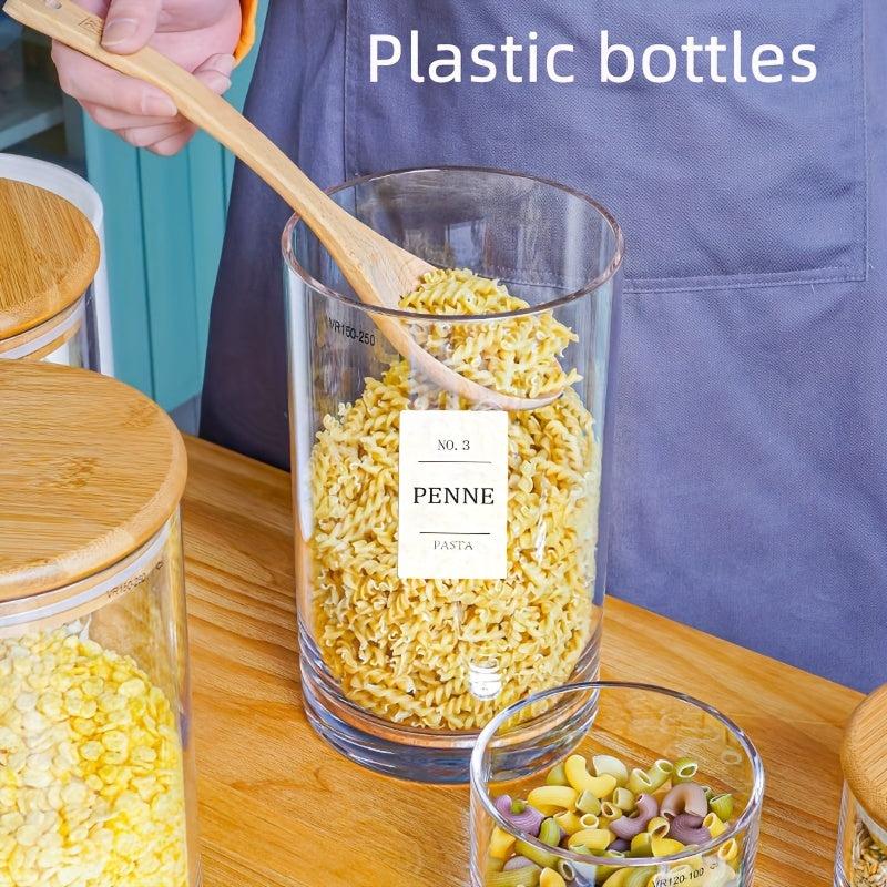 6pcs Transparent PET Food Jar with 24 Labels, Portable Candy Jar
