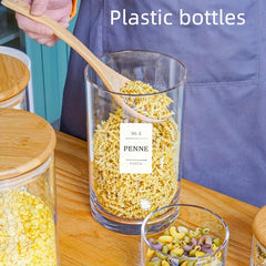 6pcs Transparent PET Food Jar with 24 Labels, Portable Candy Jar