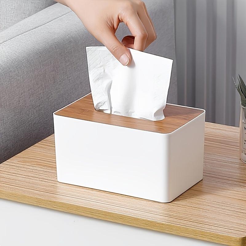 European Style Paper Towel Box with Wood Cover